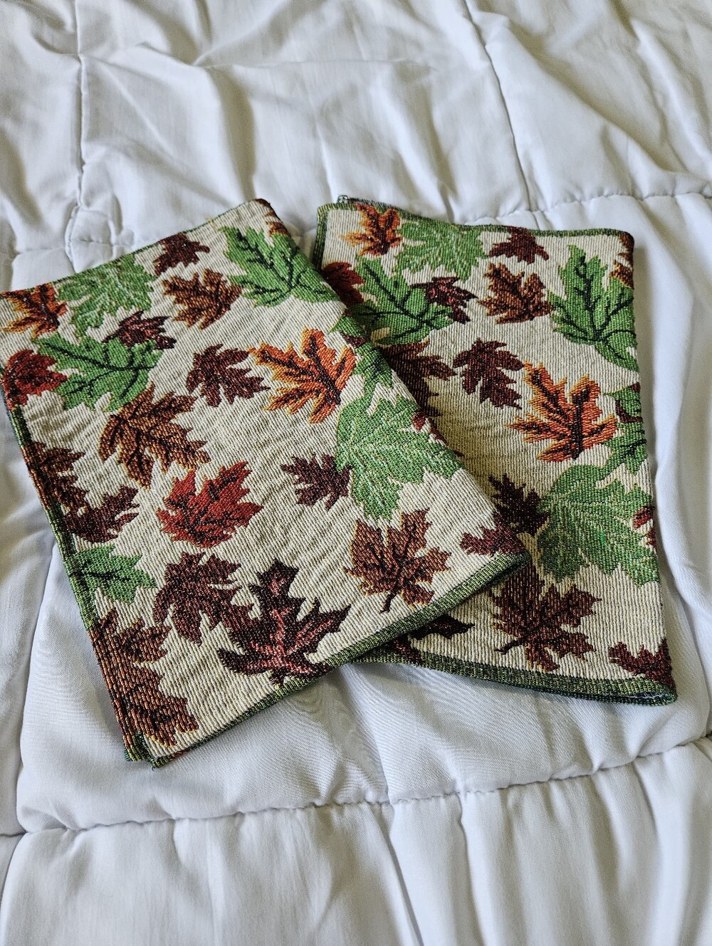 Vintage Autumn Fall Leaves Tapestry Placemats - Set Of 2